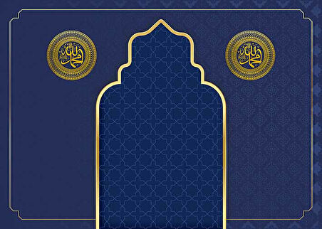 Mavi İslami Motifli Mescid Duvar Kağıdı