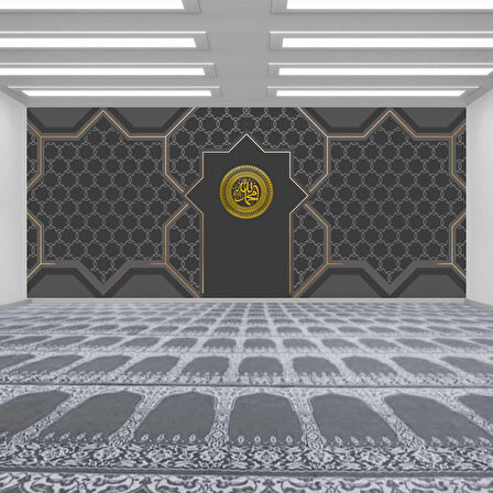 Siyah İslami Motifli Mescid Duvar Kağıdı