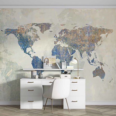 Mavi Dünya Haritası Duvar Kağıdı