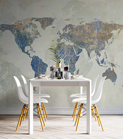 Mavi Dünya Haritası Duvar Kağıdı