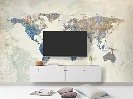 Mavi Dünya Haritası Duvar Kağıdı