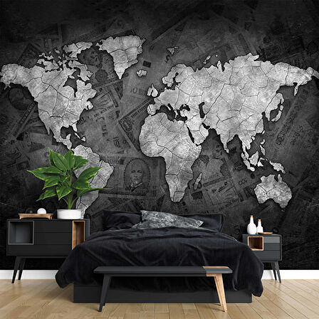 Siyah Dünya Haritası Duvar Kağıdı