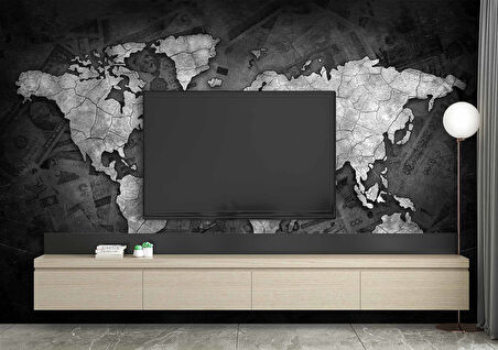 Siyah Dünya Haritası Duvar Kağıdı