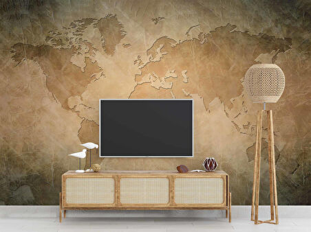 Duvar Zeminli Dünya Haritası Duvar Kağıdı