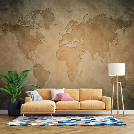 Duvar Zeminli Dünya Haritası Duvar Kağıdı