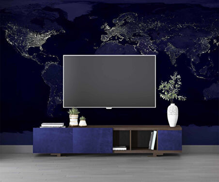 Gece Işıklarıyla Dünya Haritası Duvar Kağıdı