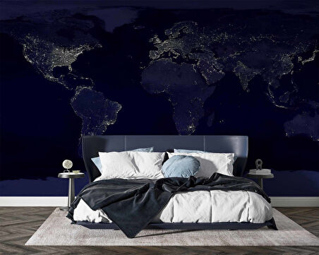 Gece Işıklarıyla Dünya Haritası Duvar Kağıdı
