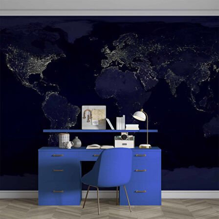 Gece Işıklarıyla Dünya Haritası Duvar Kağıdı