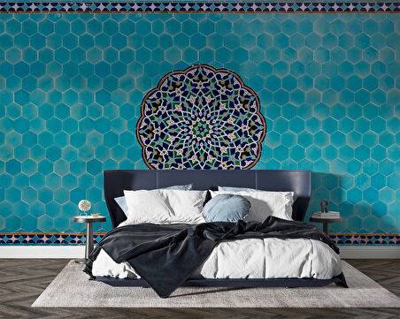 Mavi Çini Motifli Duvar Kağıdı