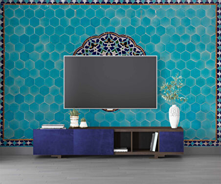 Mavi Çini Motifli Duvar Kağıdı