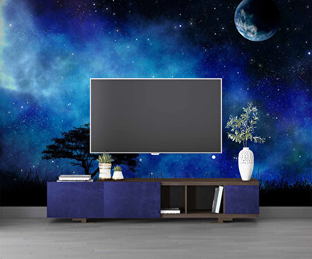 Gece Ay Gökyüzü Manzaralı Duvar Kağıdı