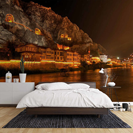 Gece Manzaralı Şehzadeler Gezi Yolu Amasya Duvar Kağıdı