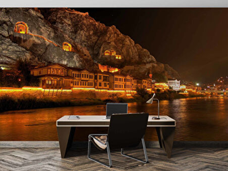 Gece Manzaralı Şehzadeler Gezi Yolu Amasya Duvar Kağıdı