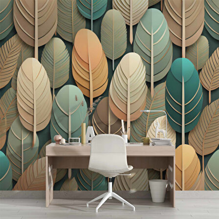 Yaprak Desenli 3 Boyutlu Duvar Kağıdı