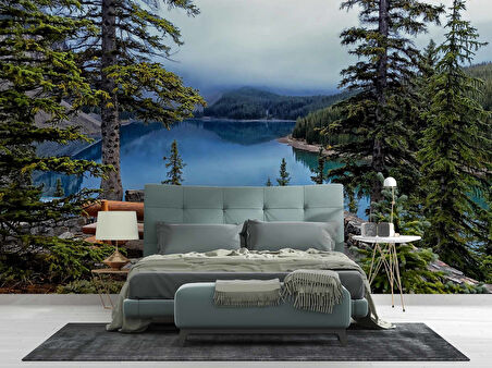 Orman ve Göl Manzaralı Duvar Kağıdı