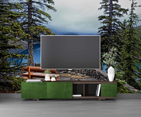 Orman ve Göl Manzaralı Duvar Kağıdı