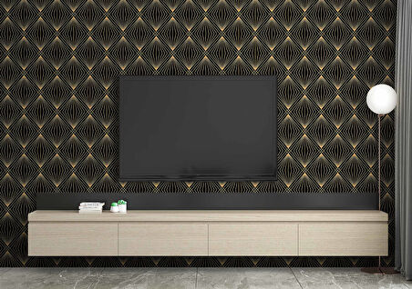 3 Boyutlu Siyah Altın Duvar Kağıdı