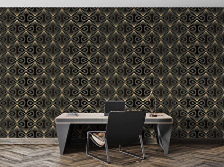 3 Boyutlu Siyah Altın Duvar Kağıdı