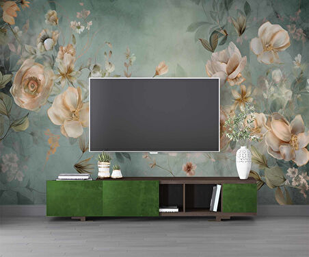 Soft Pembe Beyaz Çiçek Desenli Duvar Kağıdı