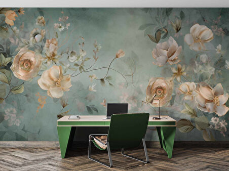 Soft Pembe Beyaz Çiçek Desenli Duvar Kağıdı