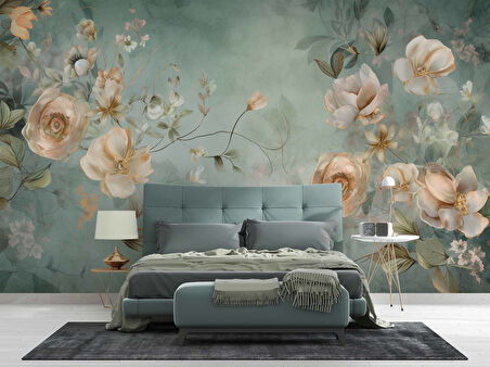 Soft Pembe Beyaz Çiçek Desenli Duvar Kağıdı