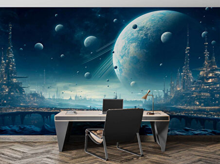 Uzay ve Galaksi Manzaralı Duvar Kağıdı