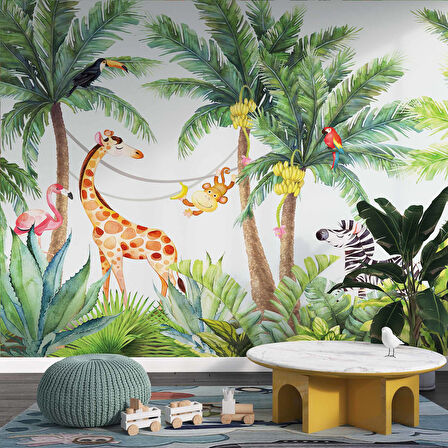 Safari Orman Çocuk Odası Duvar Kağıdı