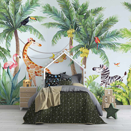 Safari Orman Çocuk Odası Duvar Kağıdı