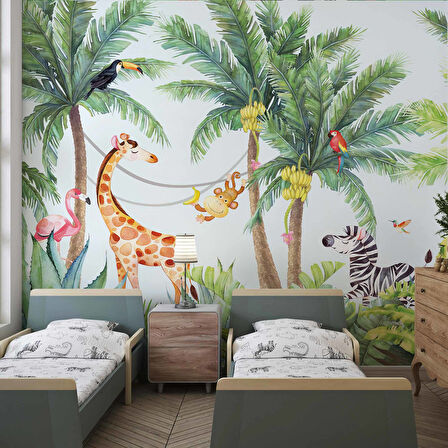 Safari Orman Çocuk Odası Duvar Kağıdı