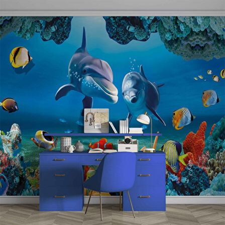 Denizaltı Akvaryum Yunus Balığı Duvar Kağıdı