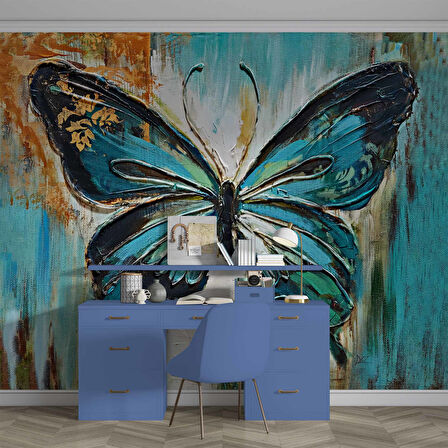 Sanatsal Kelebek Desenli Duvar Kağıdı
