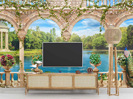 Orman Göl Tavuskuşu Manzaralı Duvar Kağıdı