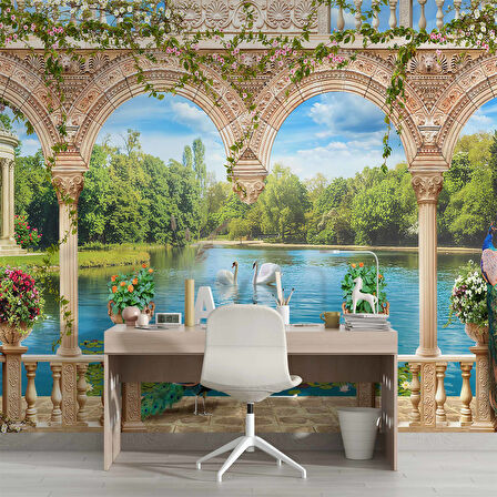 Orman Göl Tavuskuşu Manzaralı Duvar Kağıdı