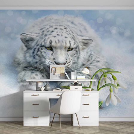 Beyaz Kaplan Temalı Duvar Kağıdı