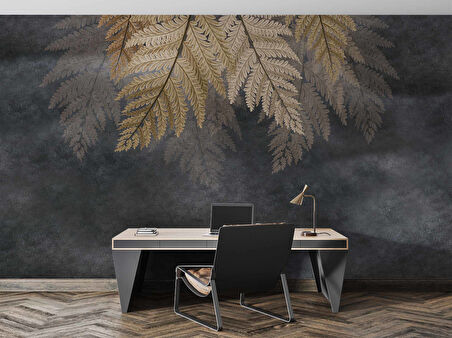 Altın Yaprak Desenli Duvar Kağıdı