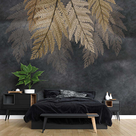 Altın Yaprak Desenli Duvar Kağıdı