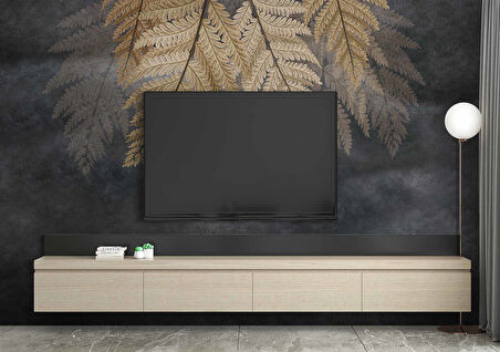 Altın Yaprak Desenli Duvar Kağıdı