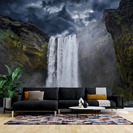 Şelale Nehir Dağ Duvar Kağıdı Baskı