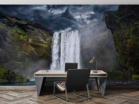Şelale Nehir Dağ Duvar Kağıdı Baskı