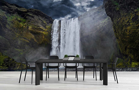 Şelale Nehir Dağ Duvar Kağıdı Baskı