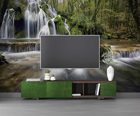 Şelale Nehir Orman Sonbahar Duvar Kağıdı Baskı