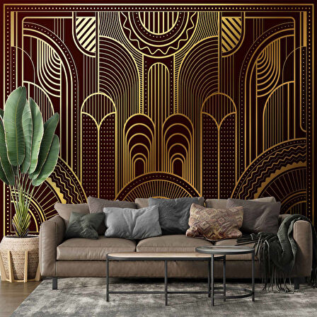 Kahverengi Altın Motifli Duvar Kağıdı