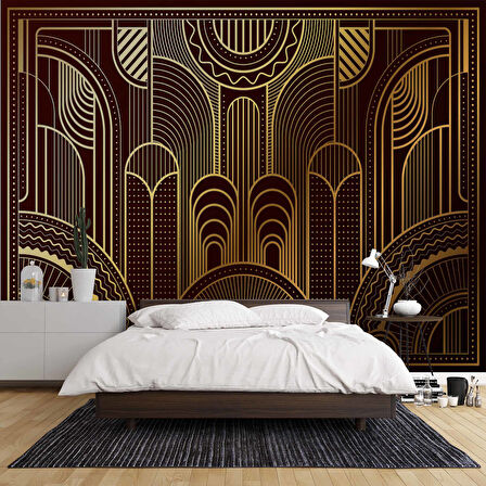 Kahverengi Altın Motifli Duvar Kağıdı