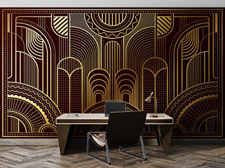 Kahverengi Altın Motifli Duvar Kağıdı