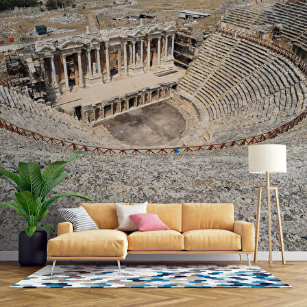 Pamukkale Antik Tiyatro Denizli Manzaralı Duvar Kağıdı