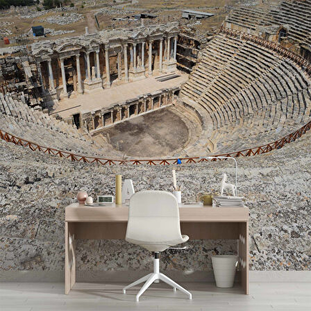Pamukkale Antik Tiyatro Denizli Manzaralı Duvar Kağıdı