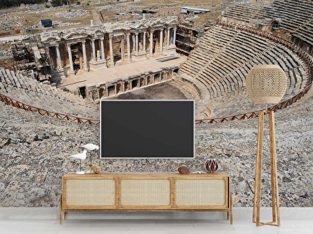 Pamukkale Antik Tiyatro Denizli Manzaralı Duvar Kağıdı