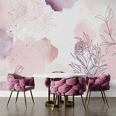 Mor Soft Suluboya Çiçek Duvar Kağıdı