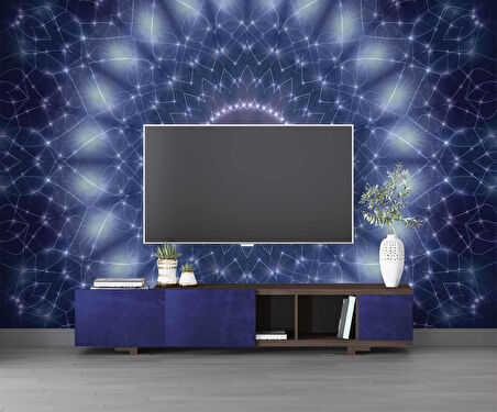 3 Boyutlu Lacivert Soyut Franktal Desenli Duvar Kağıdı