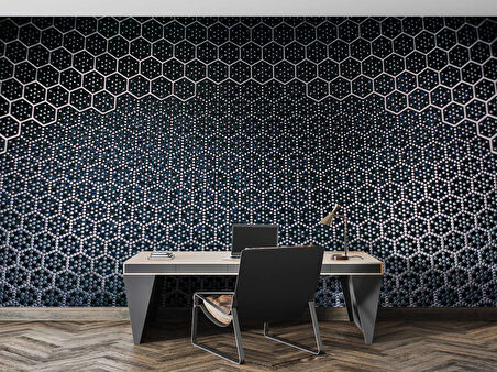 3 Boyutlu Siyah Petek Desenli Duvar Kağıdı